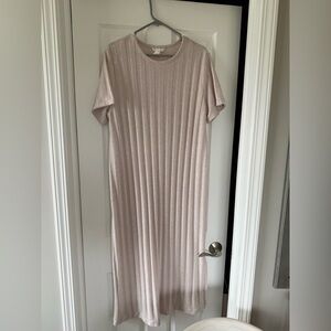 H&M MAMA - Cream Ribbed Maternity Dress - Size XL